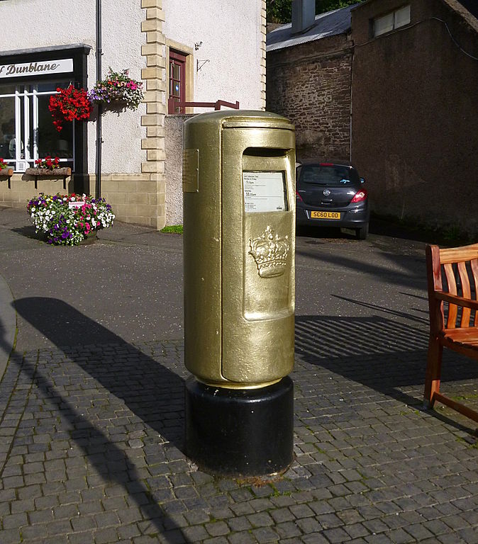 A pillar box on the High Street in Dunblane
