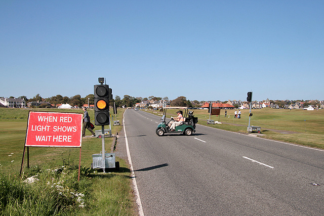Temporary traffic lights on the A198 at Gullane