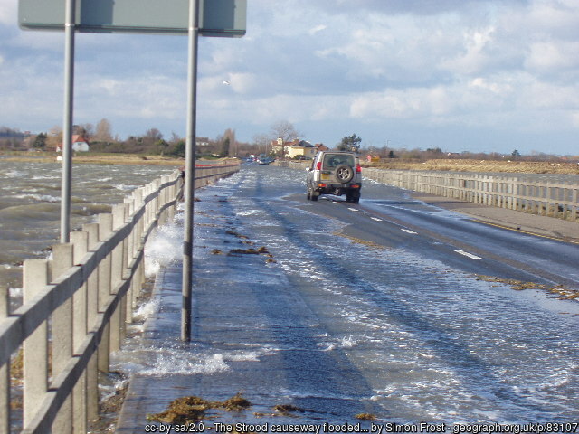The Strood causeway flooded at spring tide