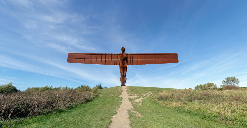 The Angel of the North, from the bottom of the hill looking up at the Angel