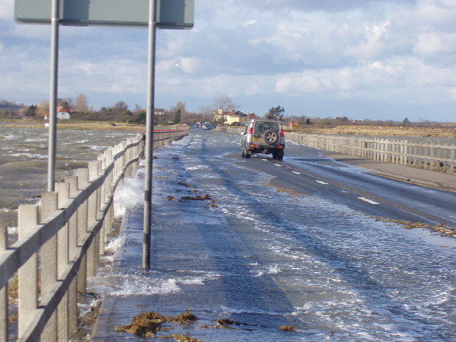 The Strood causeway flooded at spring tide