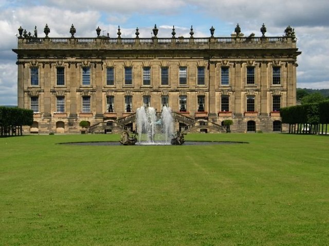 Chatsworth House and Seahorse Fountain